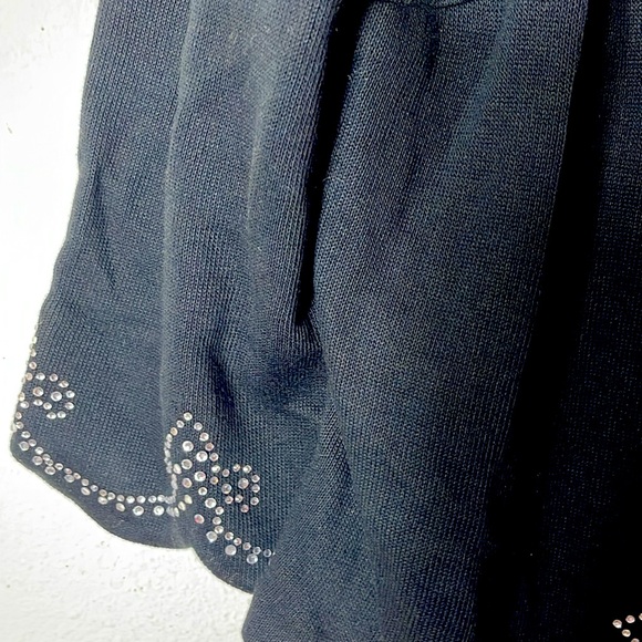 Bob Mackie black Cardigan Sweater with attached shell and rhinestone trim 1X - Picture 3 of 8